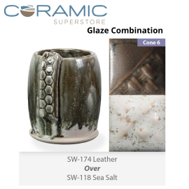 Leather SW-174 over Sea Salt SW-118 Stoneware Combination Leather SW-174 over Sea Salt SW-118 Stoneware Combination